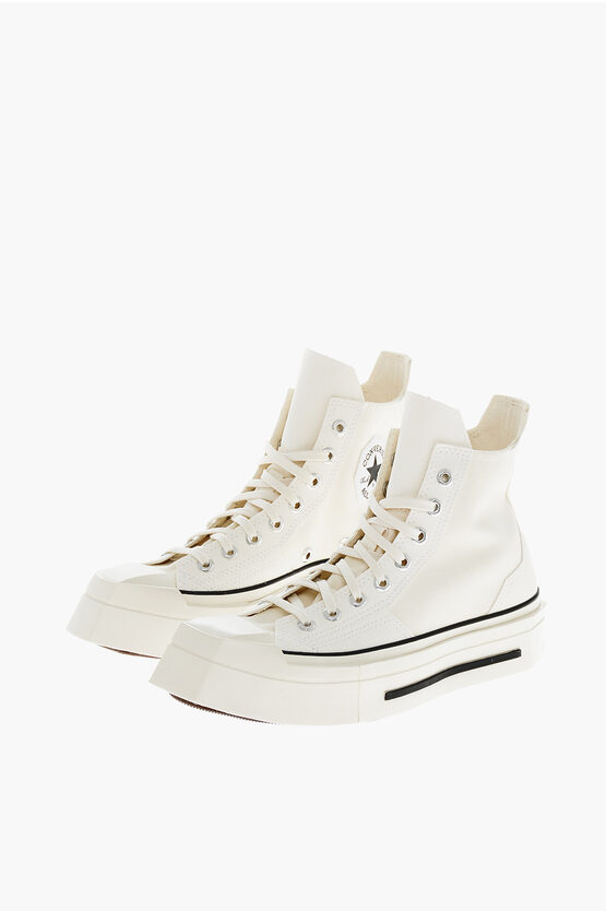 Converse Canvas Platform Sneakers With Squared Toe In Animal Print