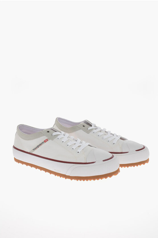 Diesel Canvas S-principia Trainers With Suede Trimmings In White