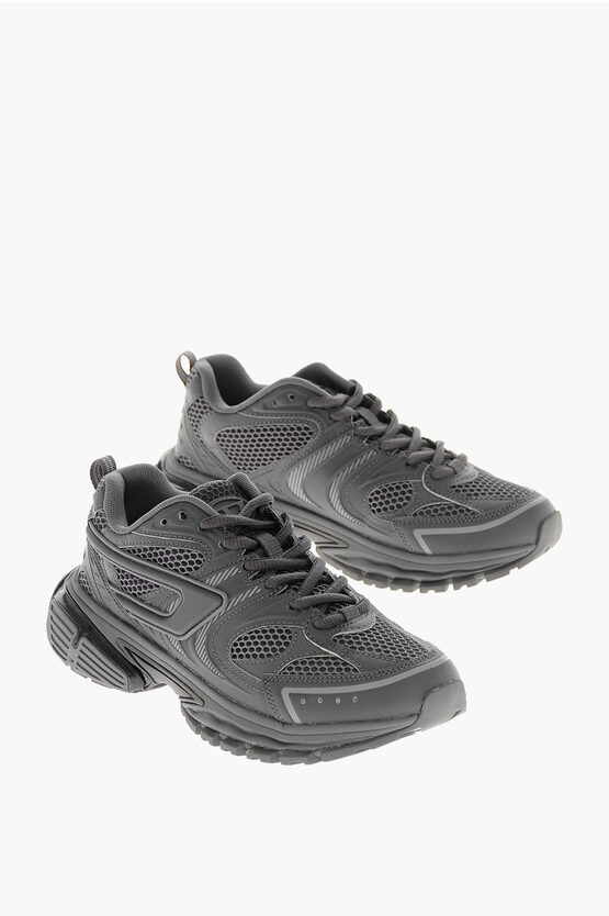 Diesel Canvas Serendipity Low-top Sneakers With Perforated Inserts In Gray