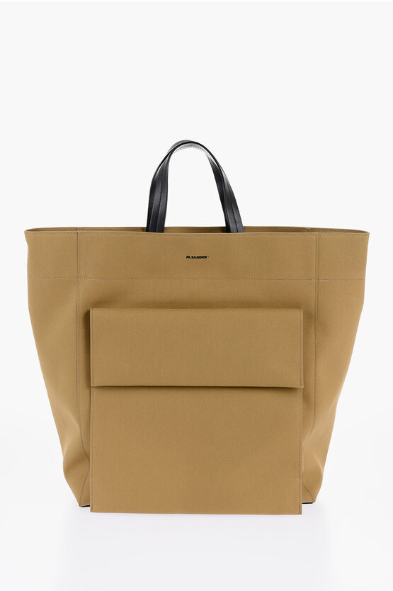 Jil Sander Canvas Shopper Bag With External Pocket