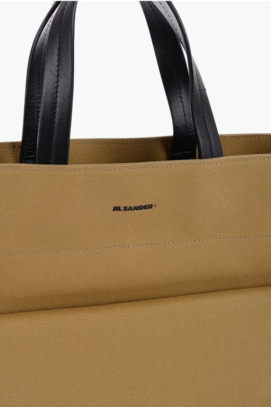 Canvas Shopper Bag with External Pocket