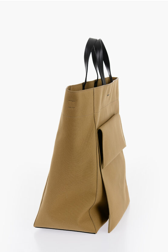 Canvas Shopper Bag with External Pocket