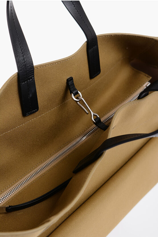 Canvas Shopper Bag with External Pocket