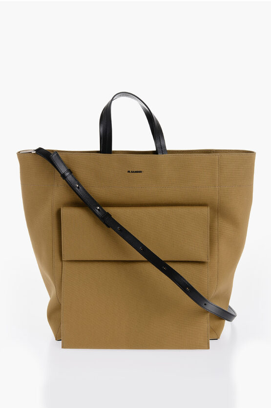 Canvas Shopper Bag with External Pocket