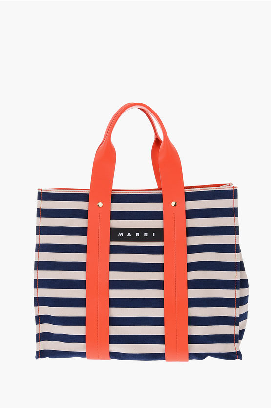 Canvas Shopping Bag with Leather Handles