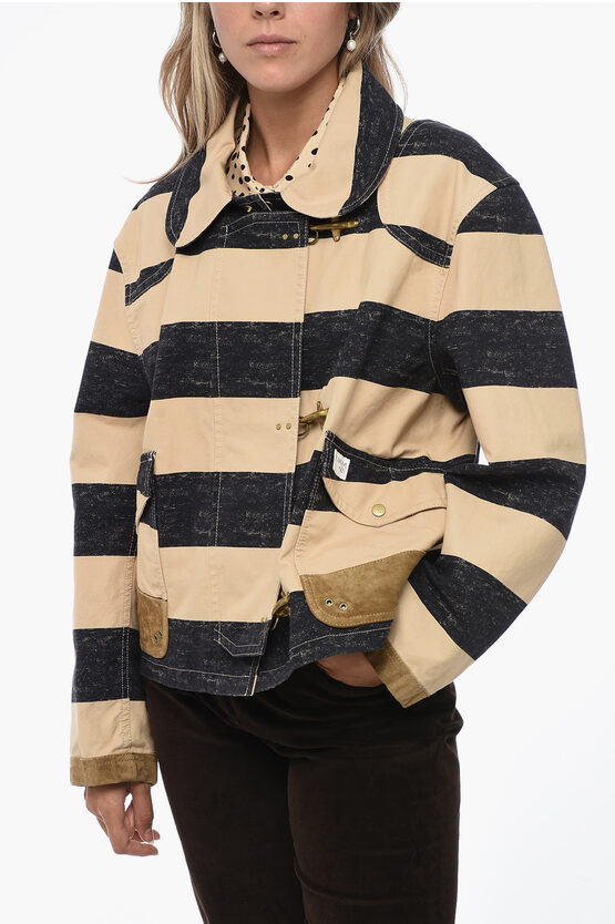 FAY CANVAS STRIPED JACKET WITH HOOKS