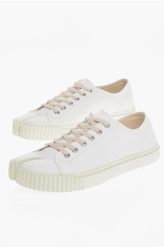 Maison Margiela Canvas Tabi Low-top Sneakers In White