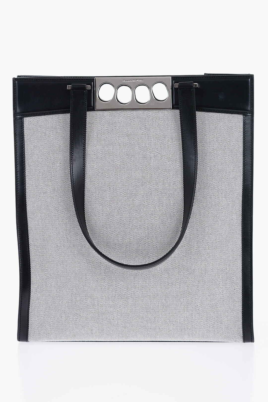 Alexander McQueen Canvas THE GRIP Shopper Bag with Leather
