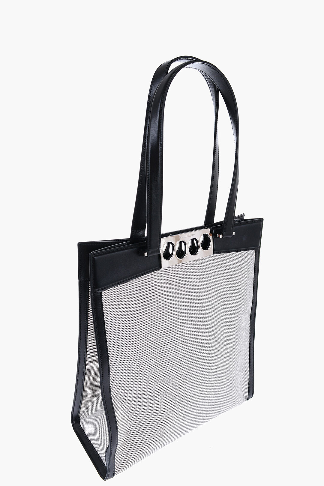 Alexander McQueen Canvas THE GRIP Shopper Bag with Leather