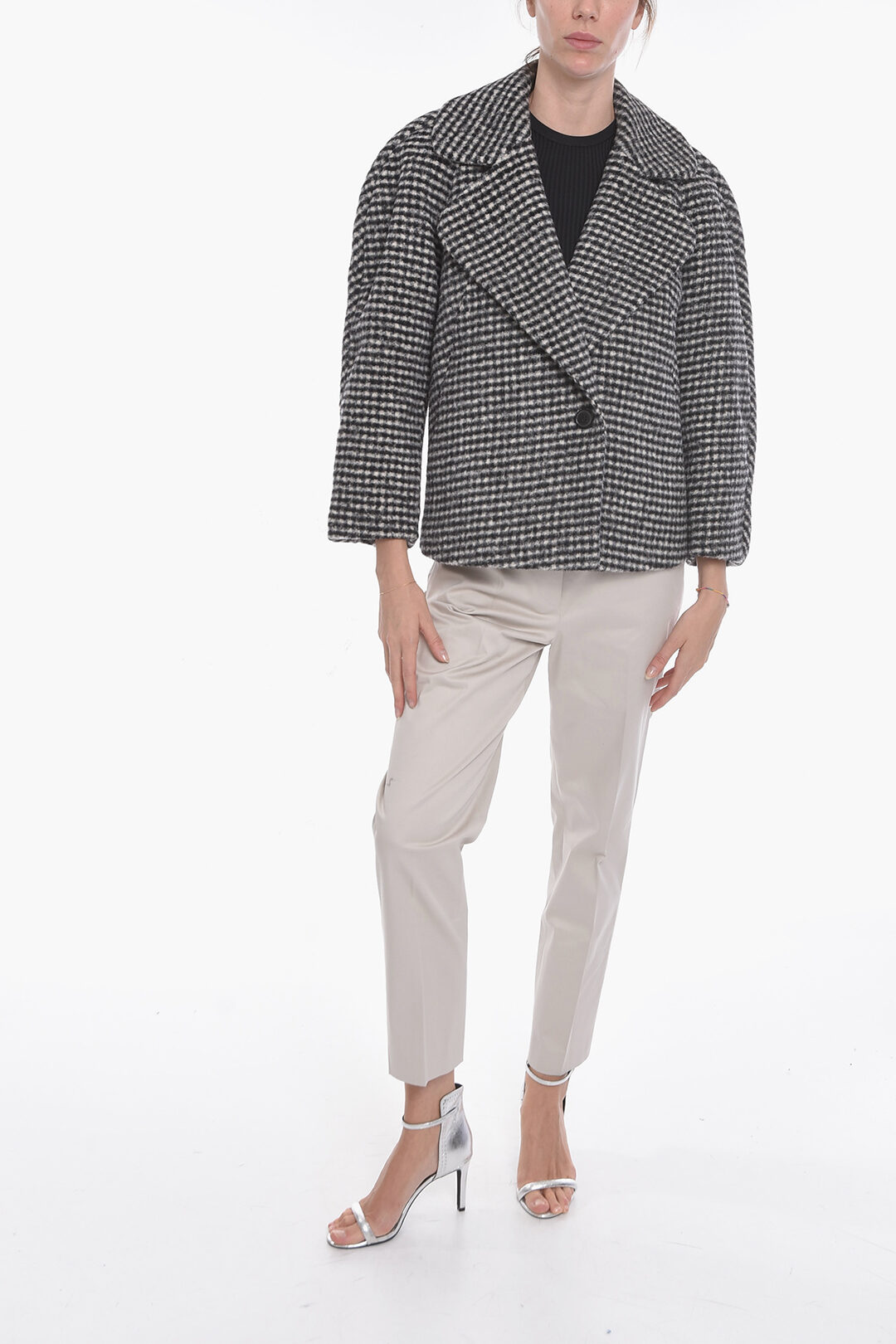 Manteau Femme LIST En Laine Pied De Poule - Taille M 42 ITA - Occasion Comme Neuf
