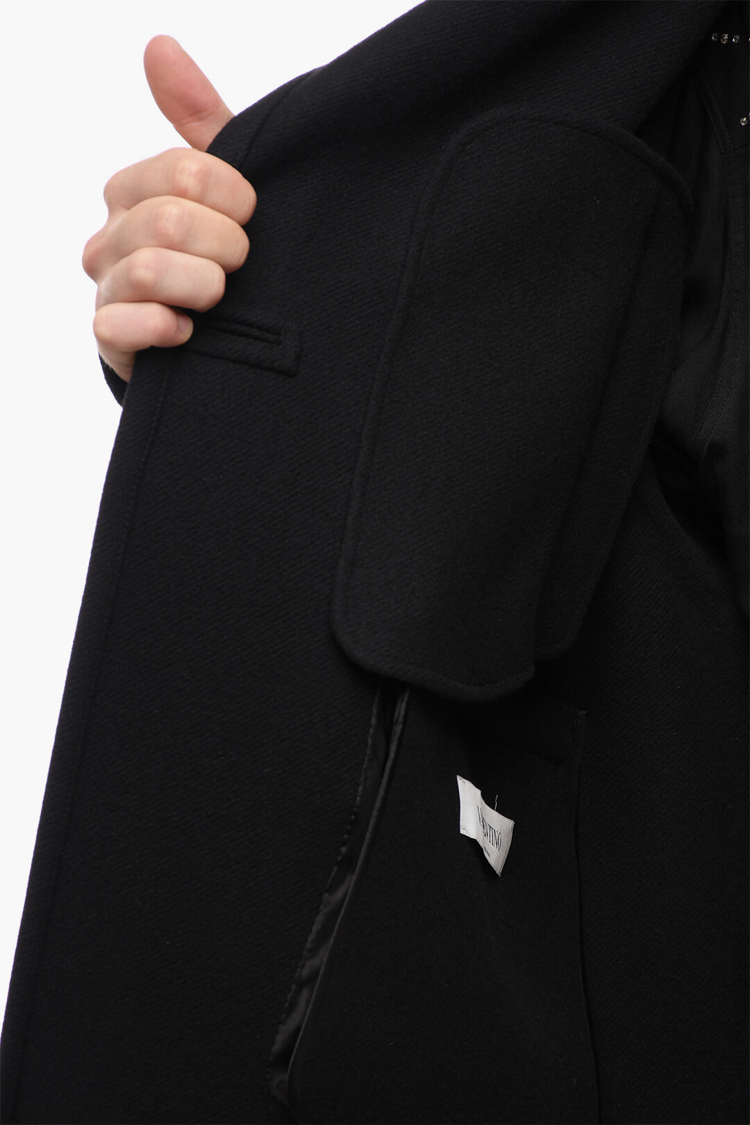 Relish cappotto doppiopetto Vexat con ecopelliccia nero