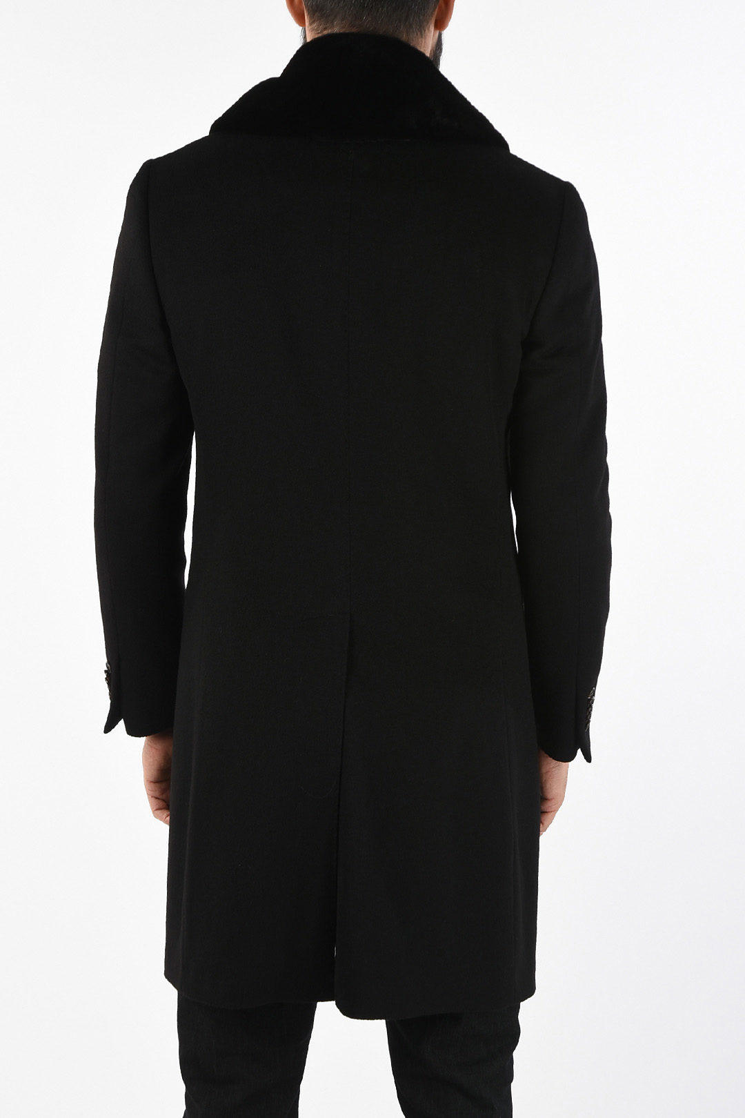 Cappotto in cashmere con collo in visone