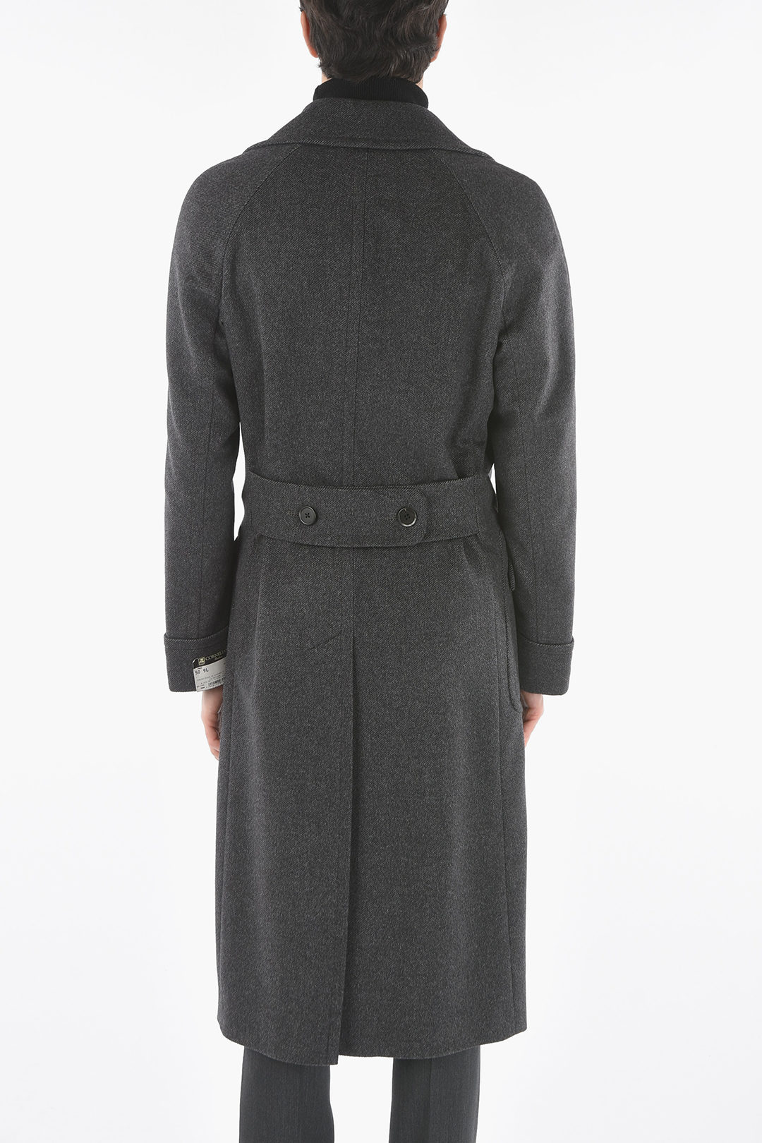 Corneliani CC COLLECTION Cappotto Doppiopetto In Misto Lana Vergine Con Iconica Spilla Coleottero P436475