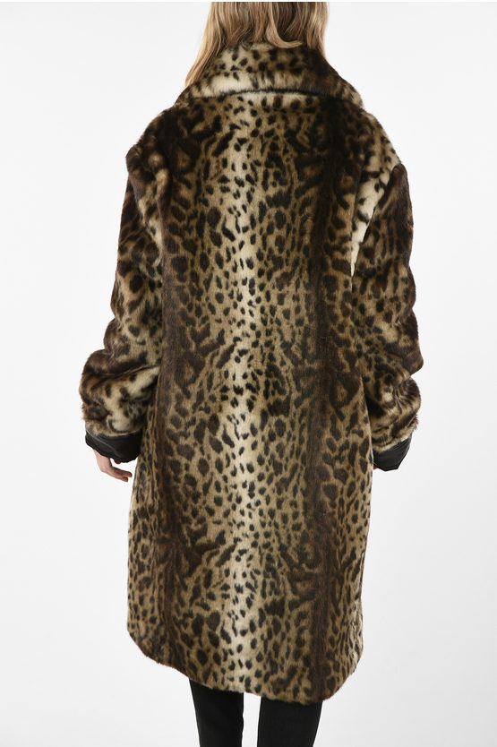 Cappotto Lungo Donna In Finta Pelliccia Leopardata Con Risvolto – Taglie Forti – Stile Parka - Foto 4