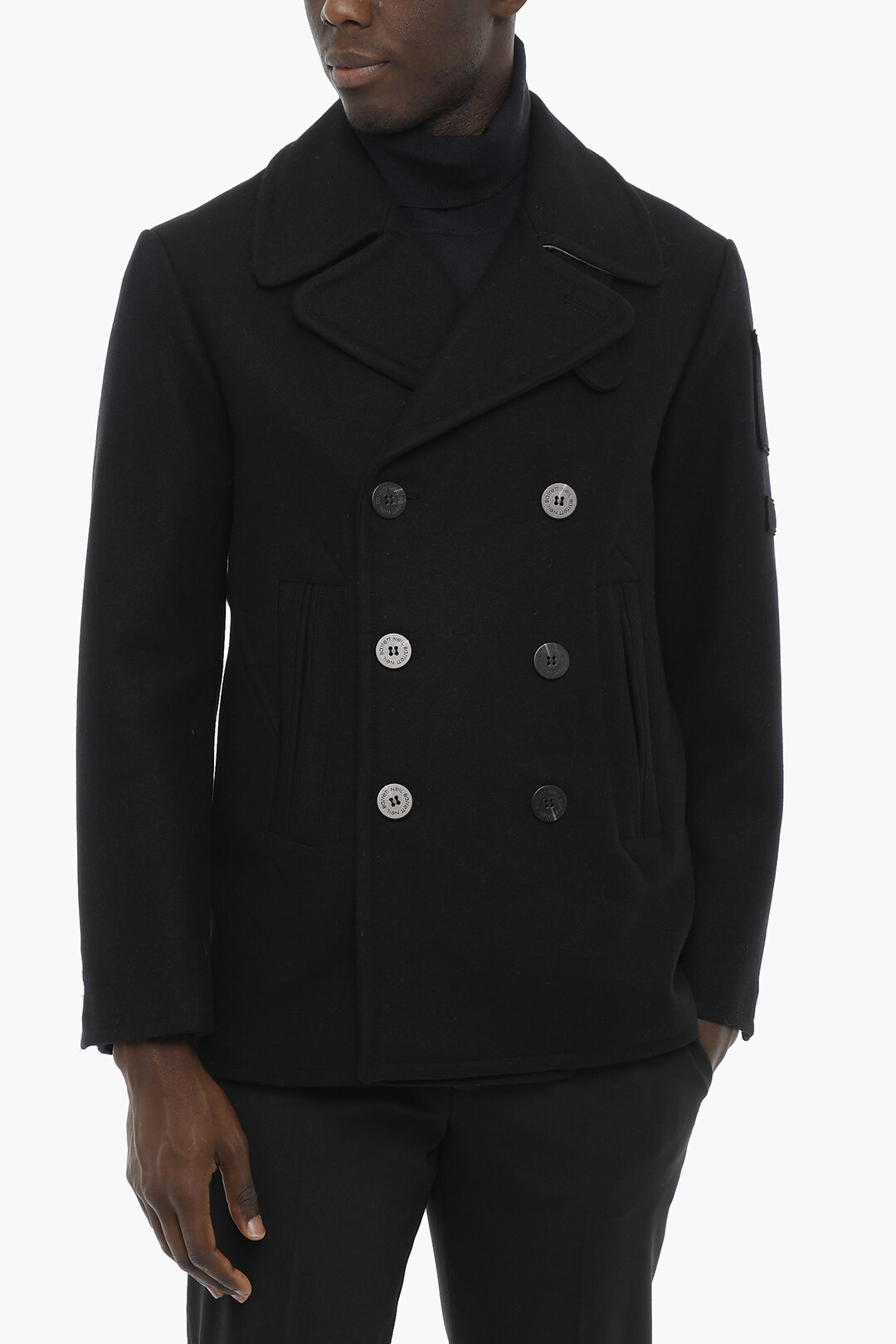 Neil Barrett Cappotto Peacoat Doppiopetto in Misto Lana uomo