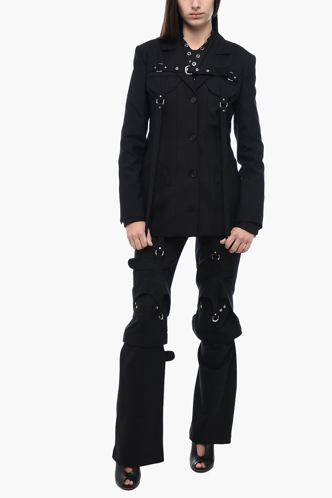 ダウンジャケット・コート OFF-WHITE WOMEN Buckle Cargo Buckle Strap Jacket Black OFF-WHITE WOMEN Buckle Cargo Buckle Strap Jacket Black