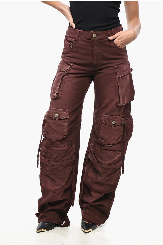 Attico Cargo Pants With Ankle Buttons In Brown
