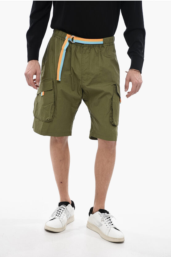 Shop Marcelo Burlon County Of Milan Cargo Shorts With Multicolored Belt