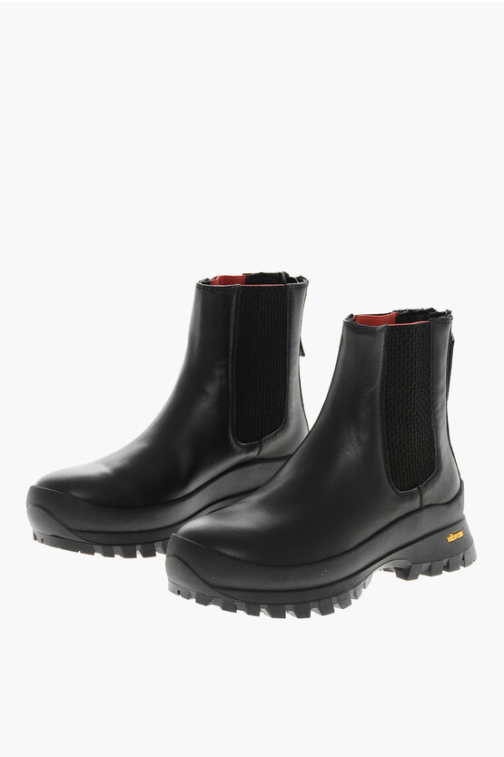 Woolrich Carrion Sole Hiking Leather Chelsea Booties In Black