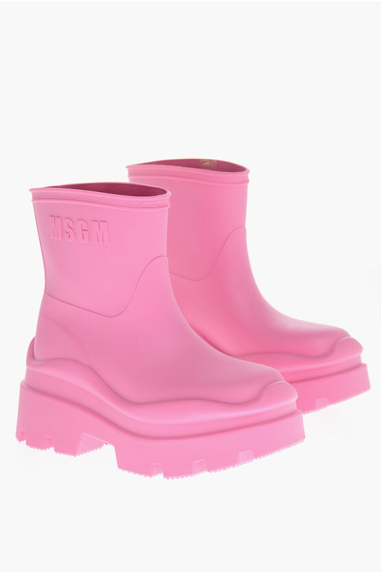 Msgm Woman Ankle Boots Fuchsia Size 10 Rubber In Pink