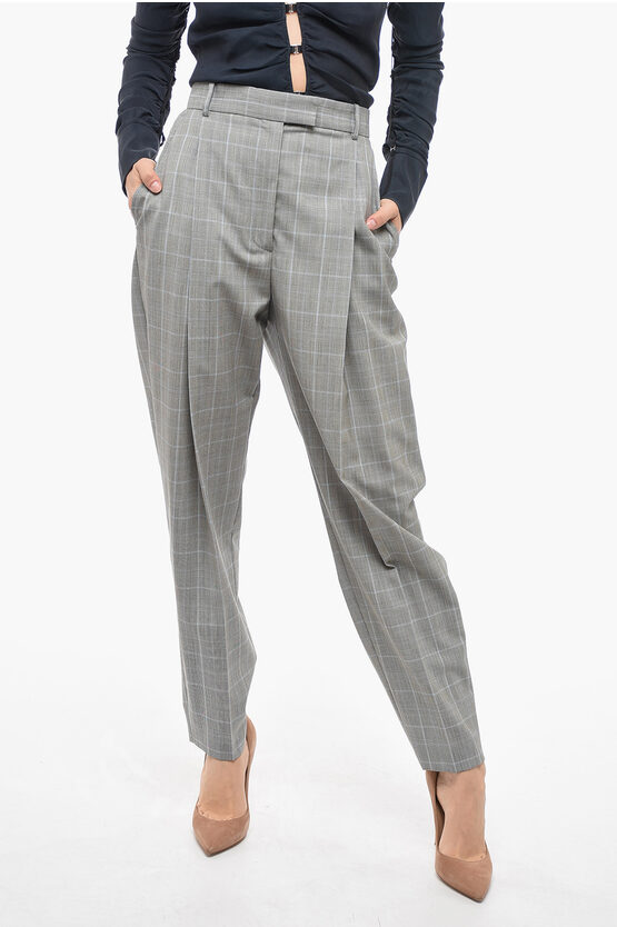 Shop Alexander Mcqueen Single-pleated Carrot Fit Pants With District Check Motif