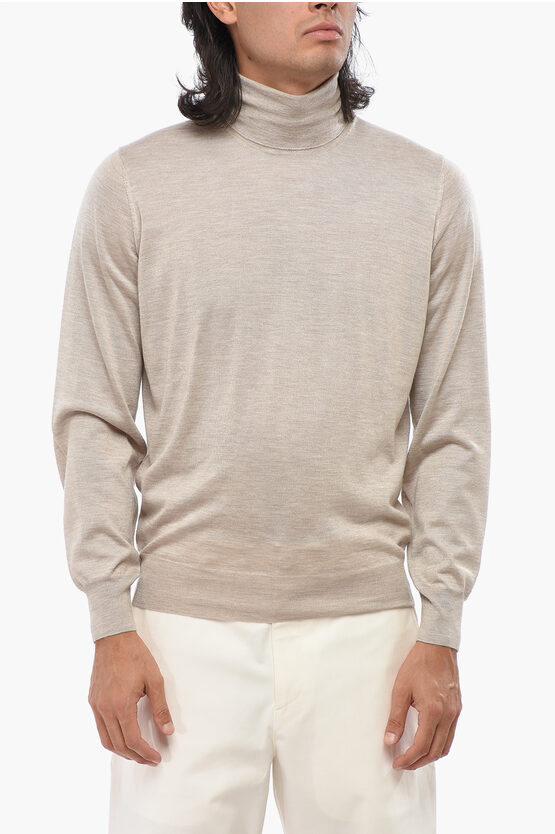 Brunello Cucinelli Cashmere And Silk Turtleneck Sweater In Neutral