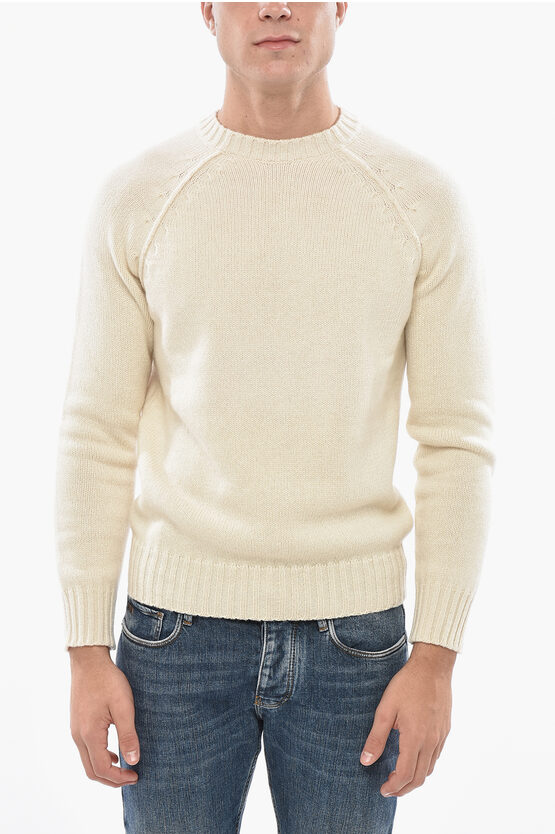 Malo Cashmere And Wool Crew-neck Sweater In White