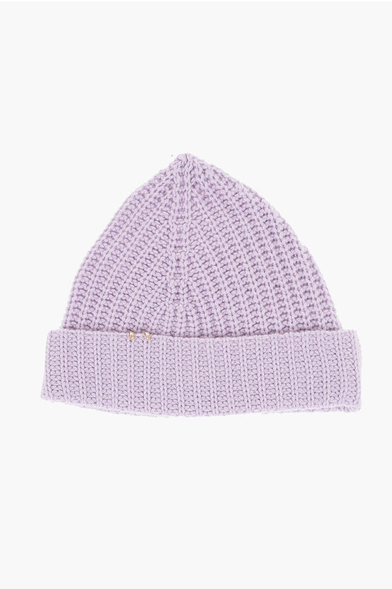 Art Essay Cashmere Bibi Beanie Hat With Golden Detail In Purple