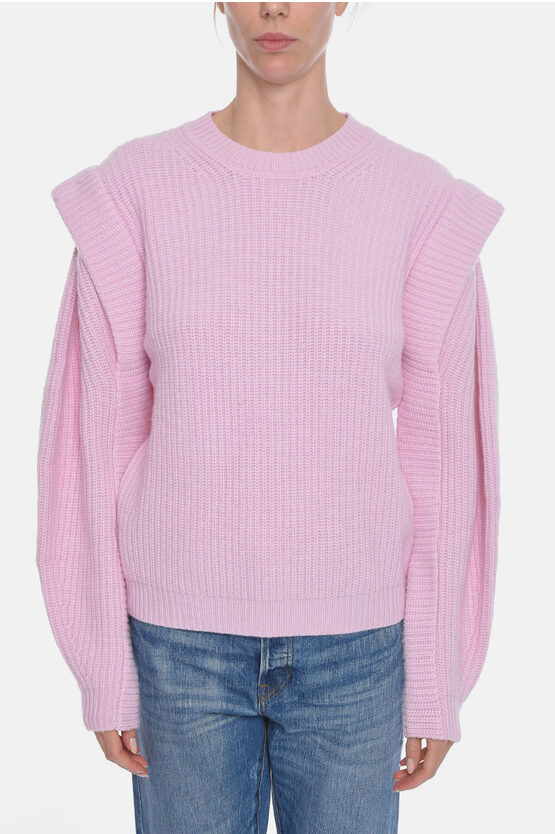 Isabel Marant Cashmere-blend Bolton Crewneck Jumper With Puffed Sleeves In Pink