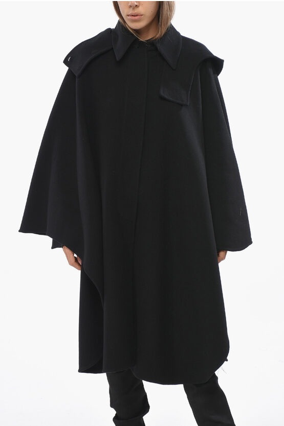 Chloé Cashmere Blend Cape Coat With Hood In Black