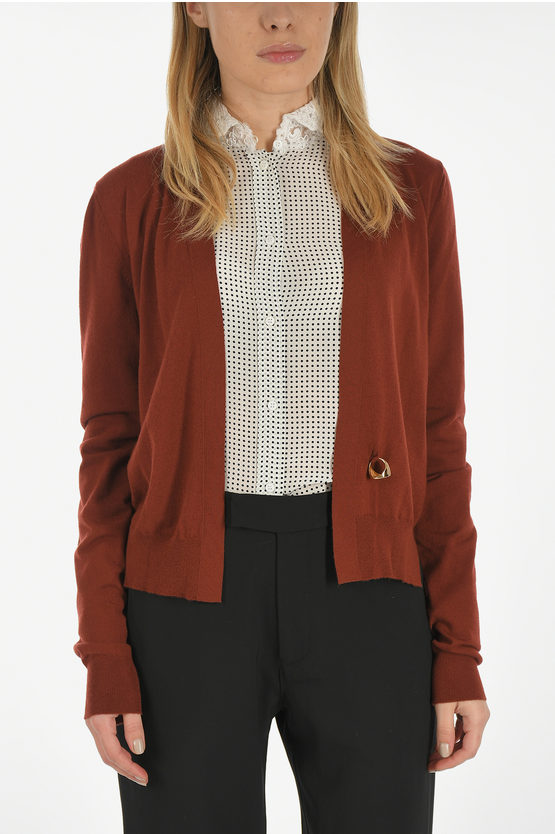 Bottega Veneta Cashmere Blend Cardigan With Jewel Button Grösse 40 In Brown