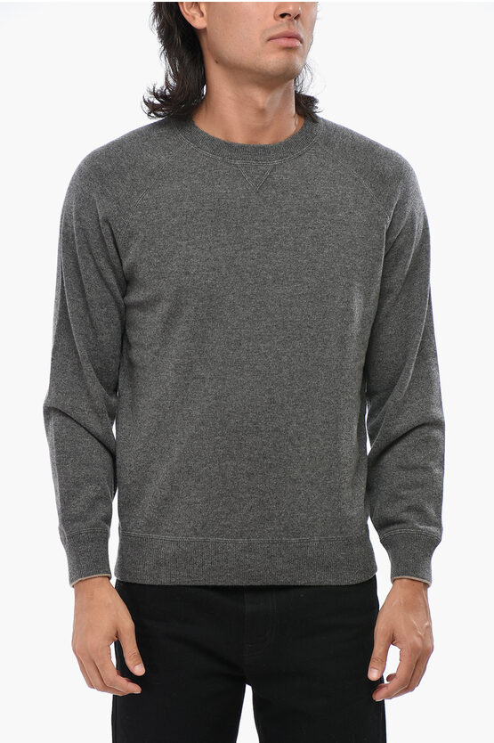 Brunello Cucinelli Cashmere Blend Crew-neck Sweater In Gray