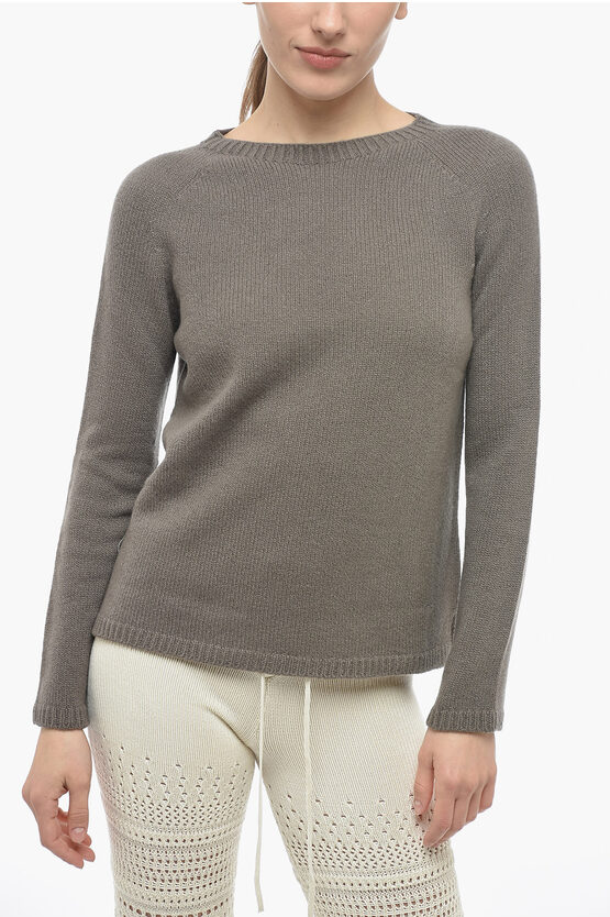 Max Mara Cashmere Blend Crewneck Sweater In Gray