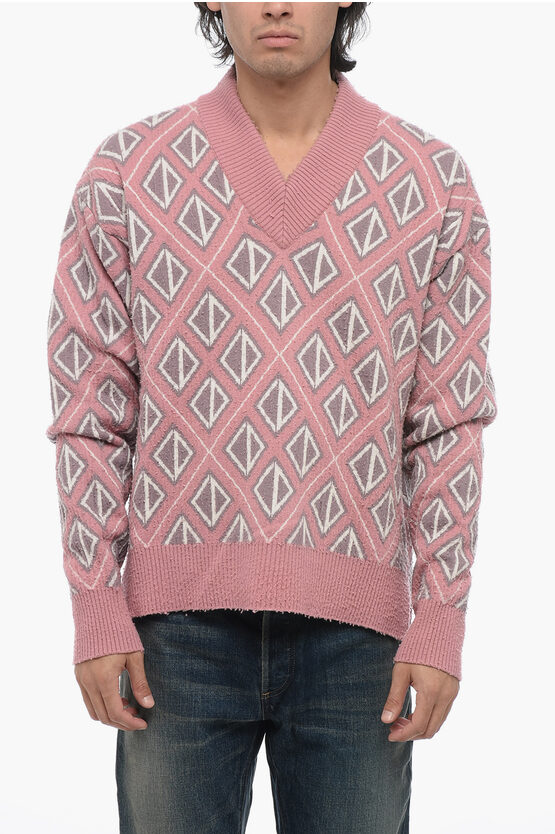 Shop Dior Cashmere Blend Diamond V Neck Sweater