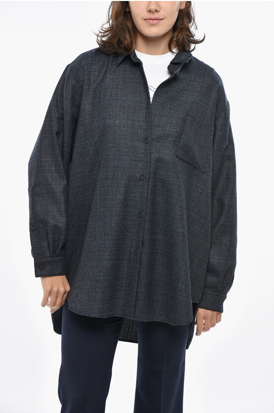 Super Blond Cashmere Blend Flannel Shirt In Blue
