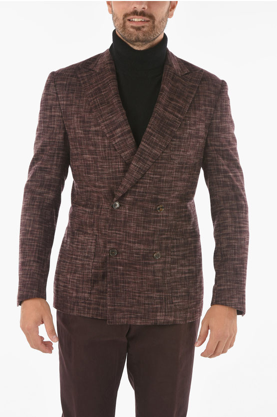 Corneliani Cashmere Blend Gate Double-breasted Blazer With Peak Lapel In Brown