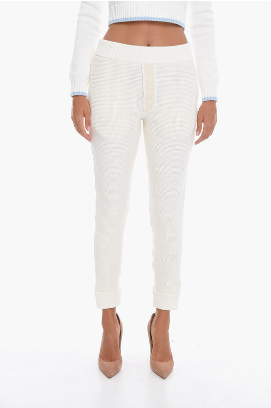 The Row Cashmere Blend Ginzena Sweatpants With Buttons In White