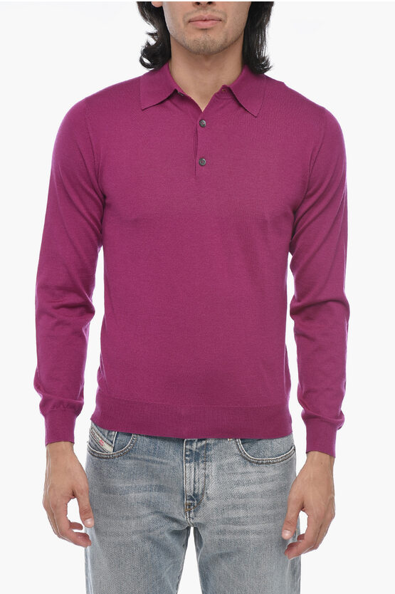 Shop Corneliani Cashmere Blend Long Sleeved Polo