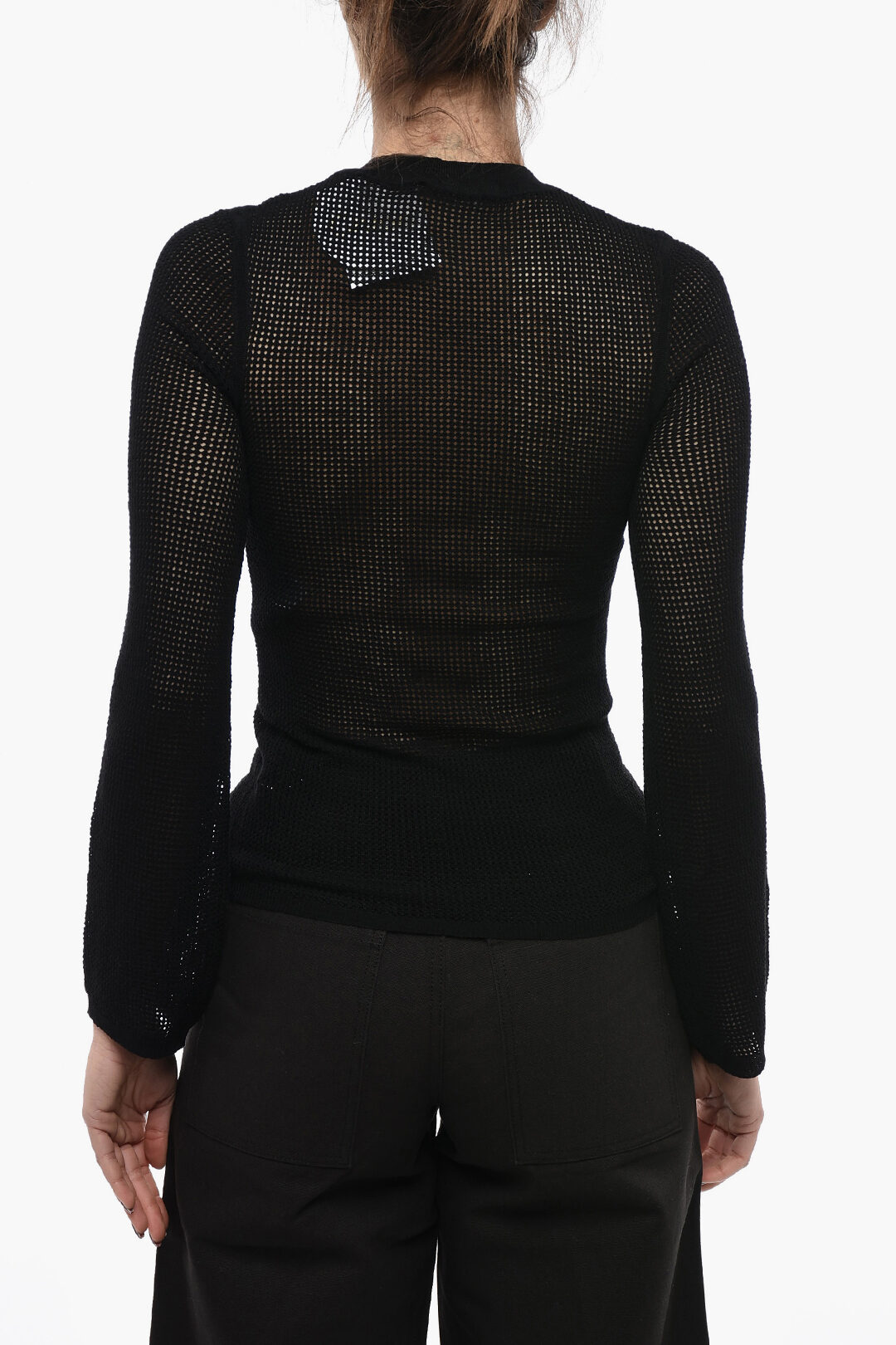 Chloe Cashmere Blend Perforated Sweater with Buttons women - Glamood Outlet