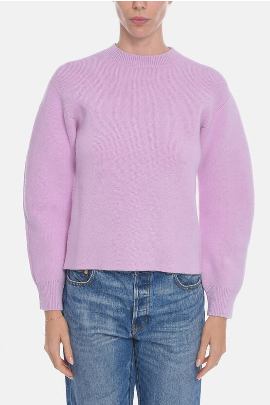 Jil Sander Cashmere-blend Sweather With Ribbed Trims In Purple