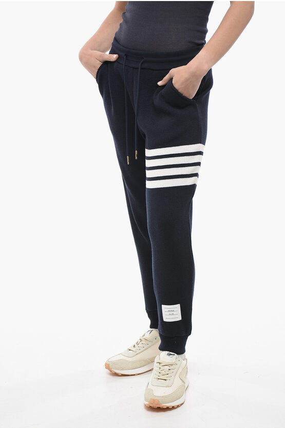 Shop Thom Browne Cashmere Blend Sweatpants With Contrasting Bands
