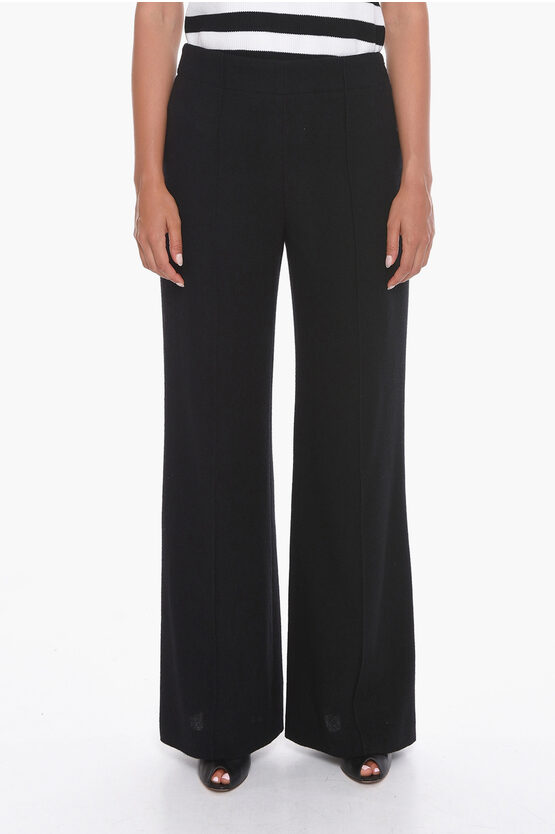 Chloé Cashmere Blend Trousers With Wide-leg In Black