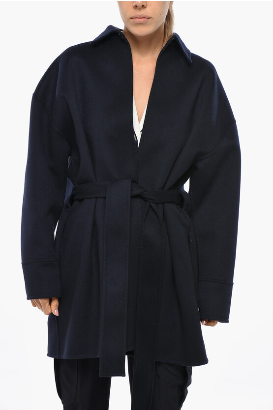 Sa Su Phi Cashmere Blend Valentina Coat With Belt In Blue