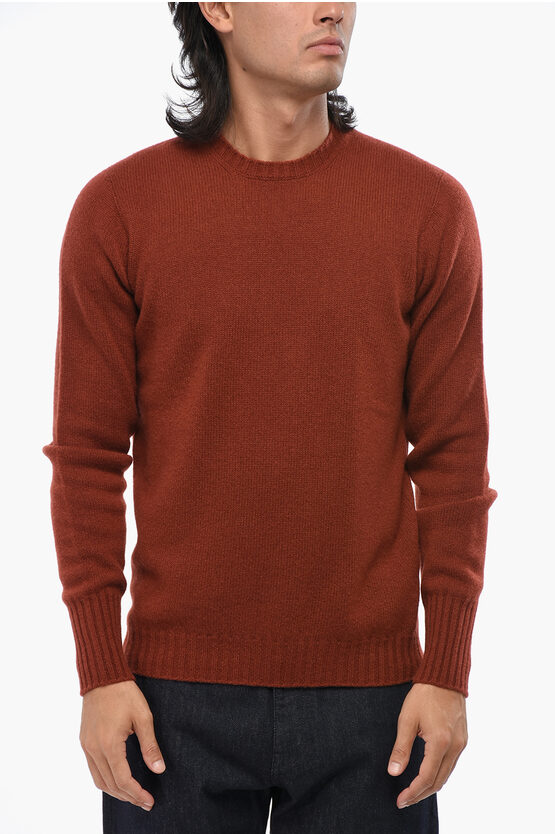 Drumohr Cashmere Crew-neck Sweater With Ribbed Edges In Brown