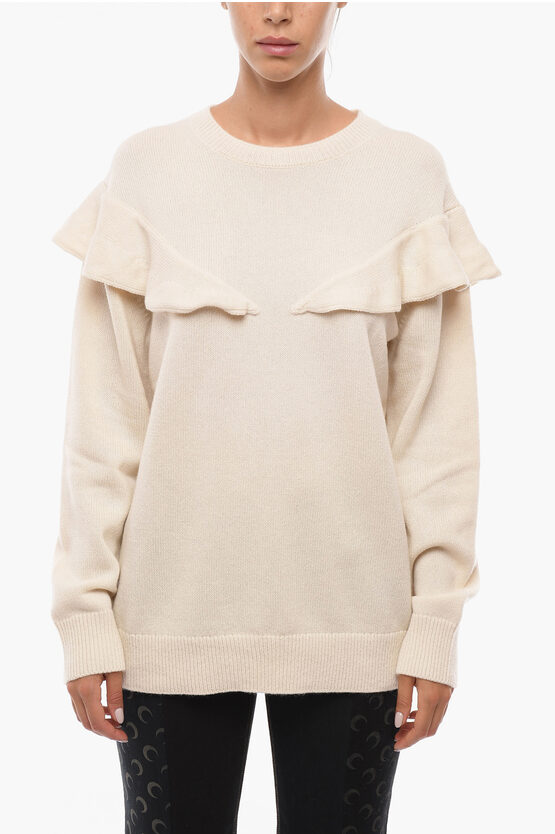 Shop Chloé Cashmere Crew-neck Sweater With Ruffle Detail