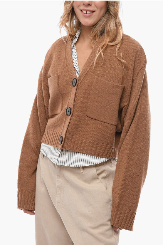 Cashmere Crop Cardigan with Patch Pockets