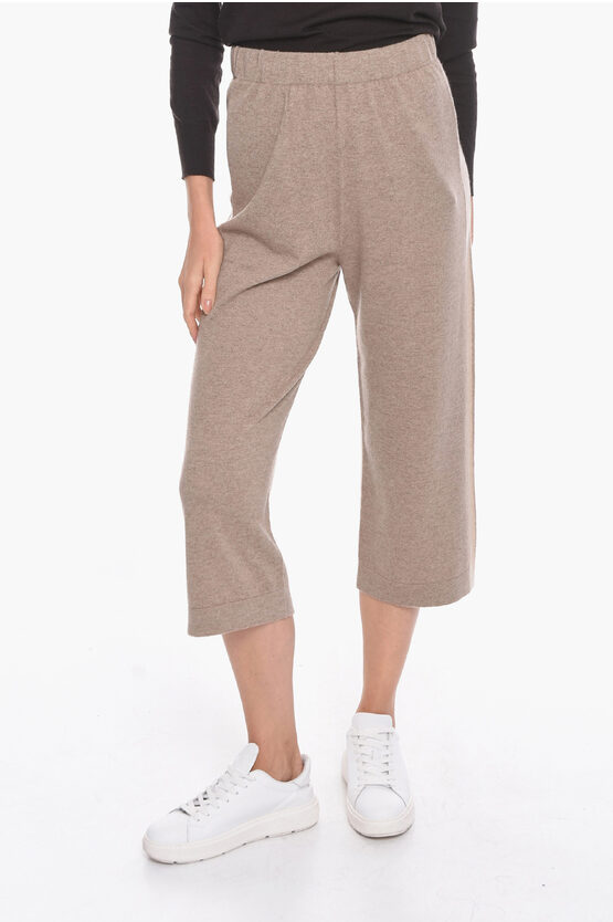Fabiana Filippi Cashmere Flared Joggers With Contrasting Bands In Gray
