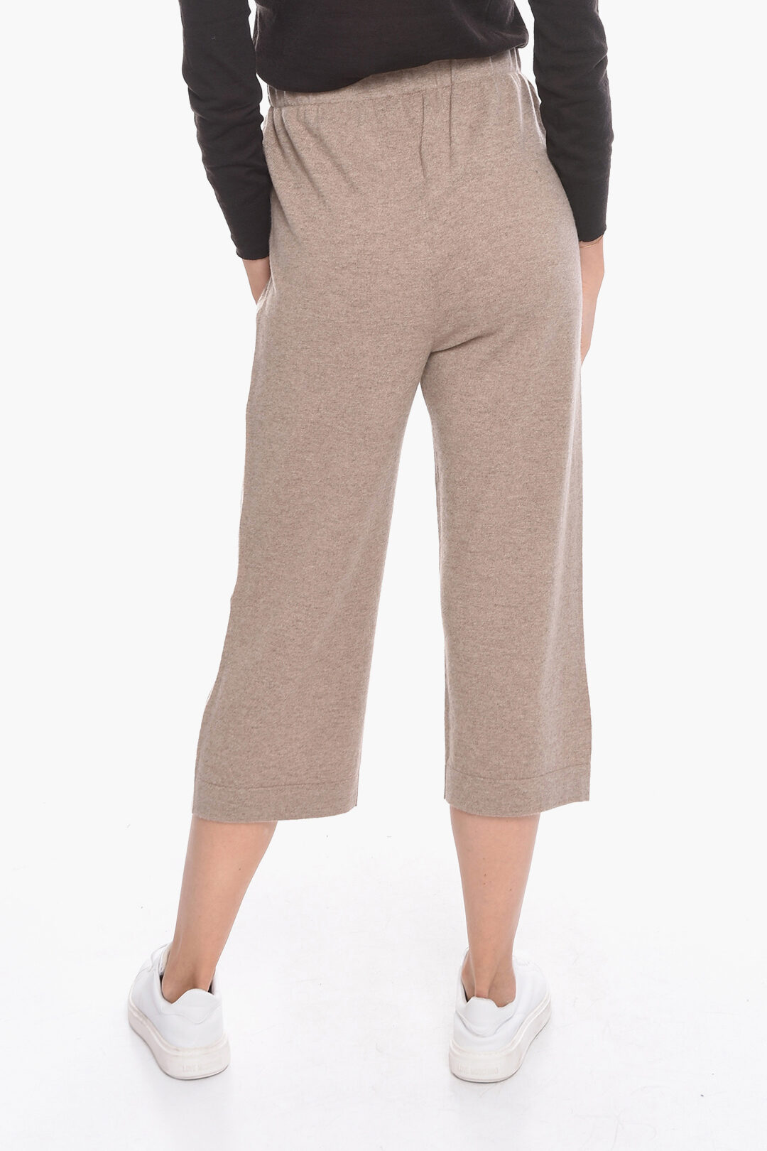 Cashmere Flared Joggers with Contrasting Bands