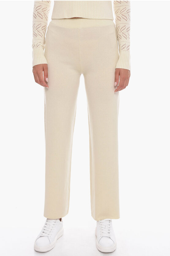 Fabiana Filippi Cashmere Flared Joggers With Sequined Details In White