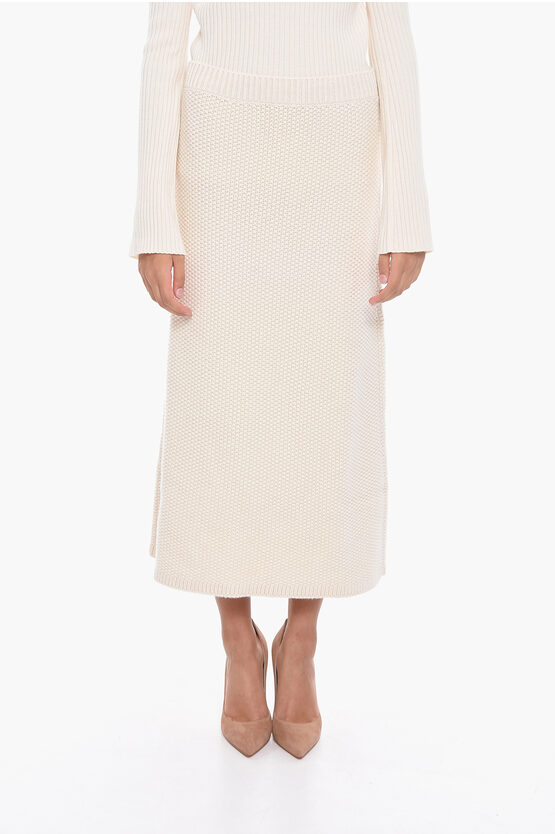 Shop Chloé Cashmere Midi Skirt With Drawstring Waist